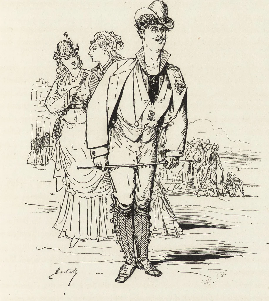 An illustration from La vie hors de chez soi (comédie de notre temps) l'hiver, le printemps, l'été, l'automne; études au crayon et à la plume, 1876, leaf 550