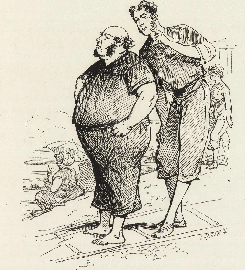 An illustration from La vie hors de chez soi (comédie de notre temps) l'hiver, le printemps, l'été, l'automne; études au crayon et à la plume, 1876, leaf 552