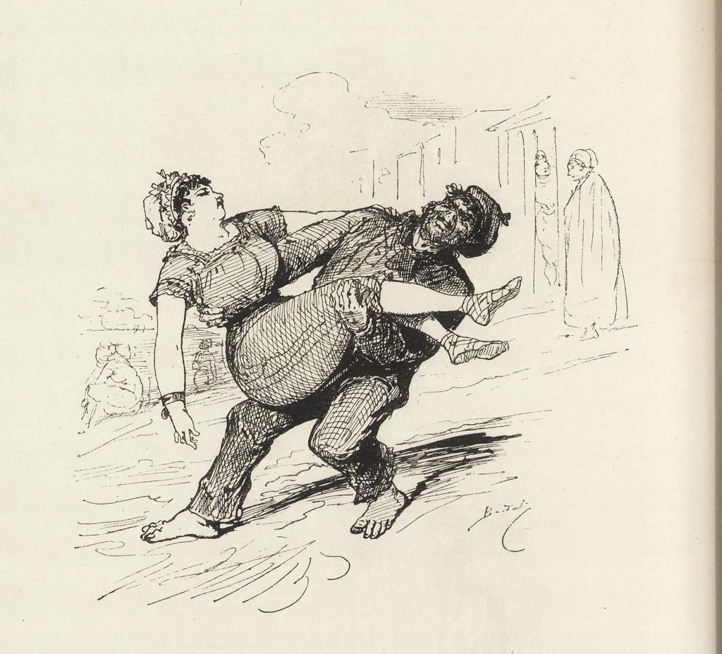 An illustration from La vie hors de chez soi (comédie de notre temps) l'hiver, le printemps, l'été, l'automne; études au crayon et à la plume, 1876, leaf 563