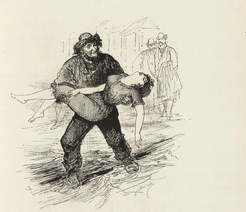 An illustration from La vie hors de chez soi (comédie de notre temps) l'hiver, le printemps, l'été, l'automne; études au crayon et à la plume, 1876, leaf 564