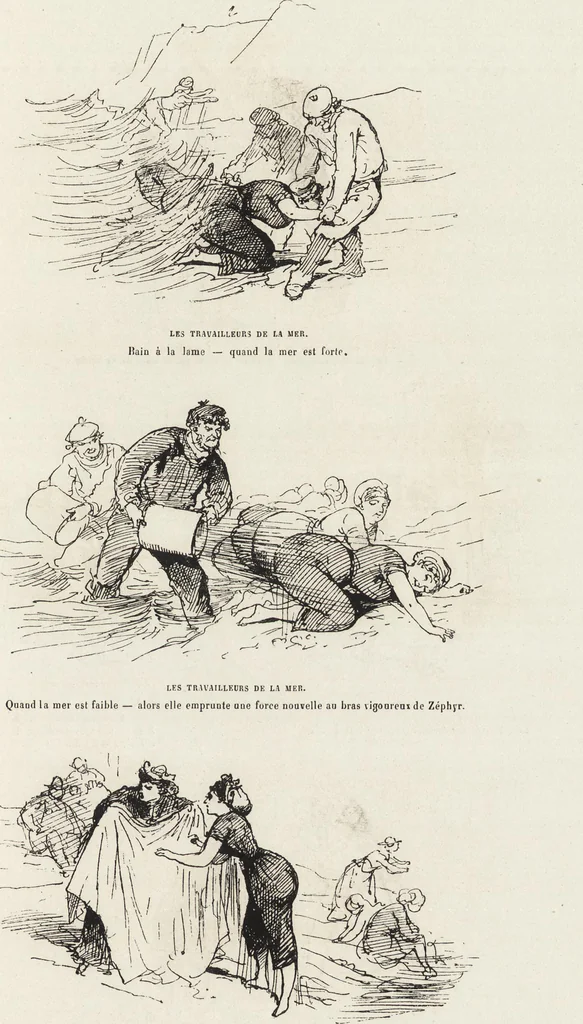 An illustration from La vie hors de chez soi (comédie de notre temps) l'hiver, le printemps, l'été, l'automne; études au crayon et à la plume, 1876, leaf 570