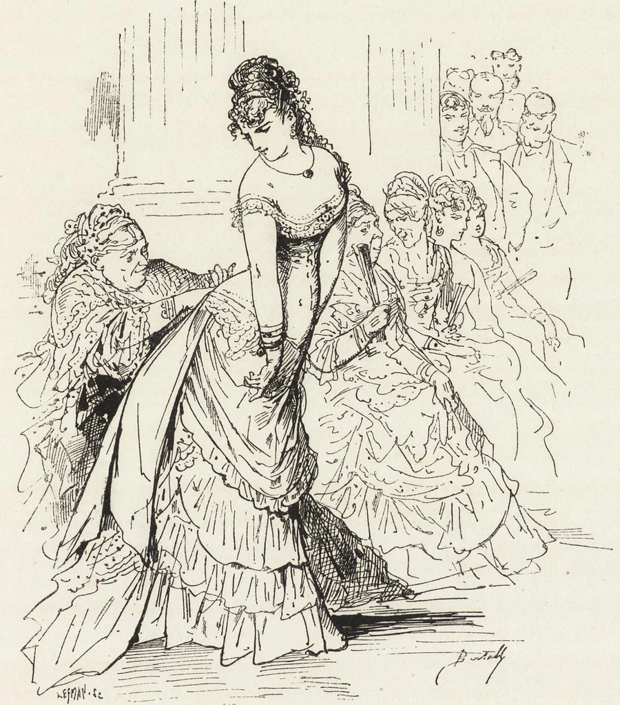 An illustration from La vie hors de chez soi (comédie de notre temps) l'hiver, le printemps, l'été, l'automne; études au crayon et à la plume, 1876, leaf 576