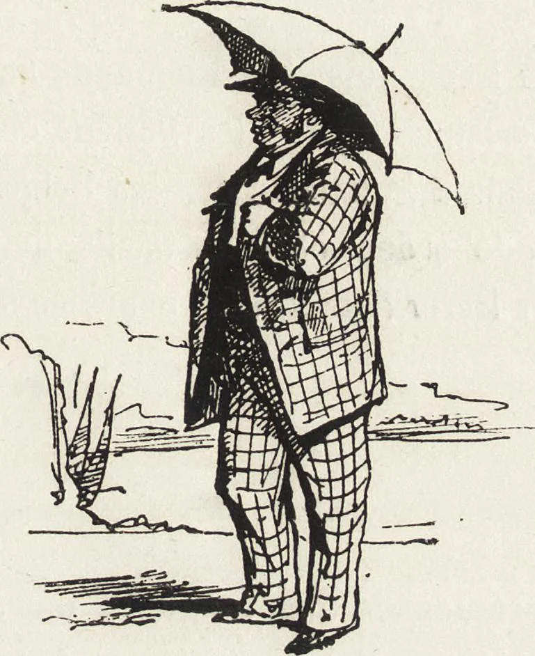 An illustration from La vie hors de chez soi (comédie de notre temps) l'hiver, le printemps, l'été, l'automne; études au crayon et à la plume, 1876, leaf 58