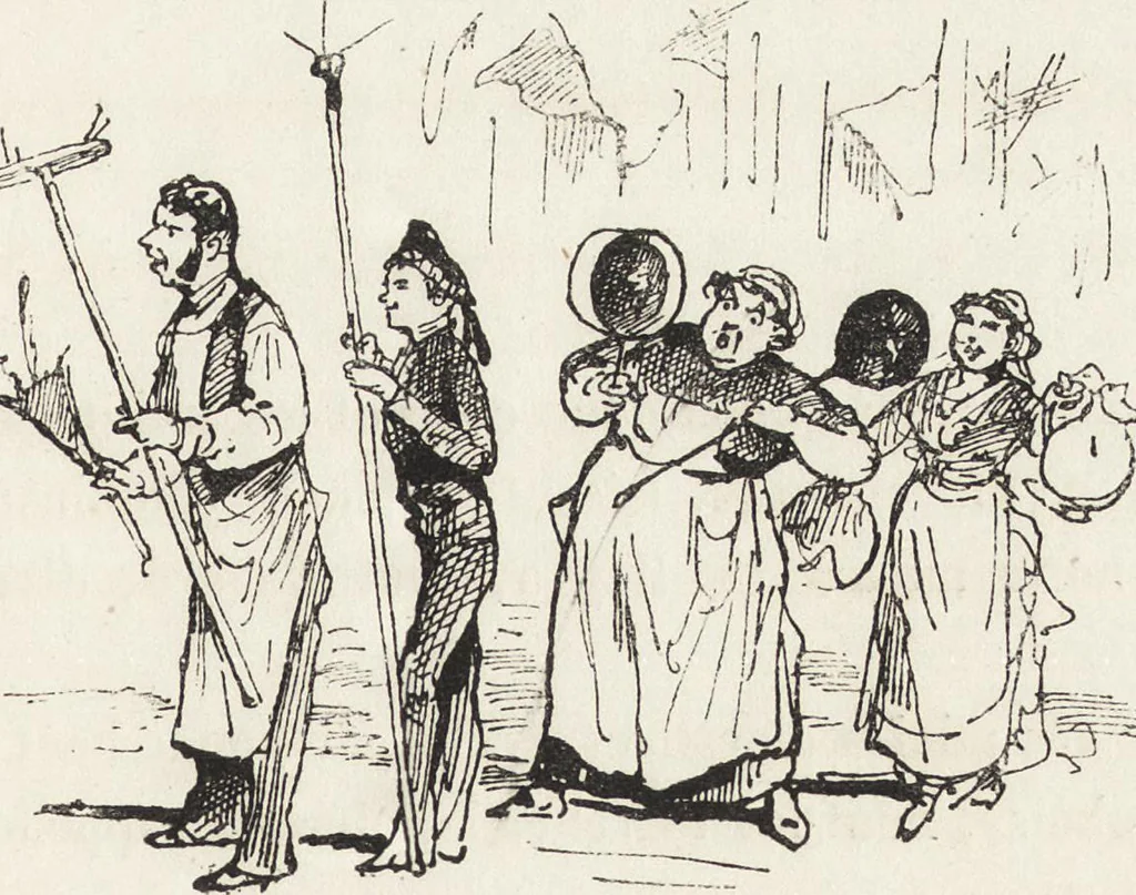 An illustration from La vie hors de chez soi (comédie de notre temps) l'hiver, le printemps, l'été, l'automne; études au crayon et à la plume, 1876, leaf 580