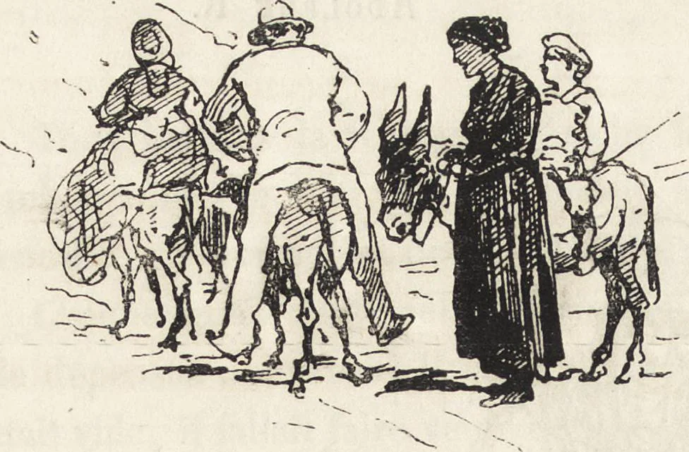 An illustration from La vie hors de chez soi (comédie de notre temps) l'hiver, le printemps, l'été, l'automne; études au crayon et à la plume, 1876, leaf 591
