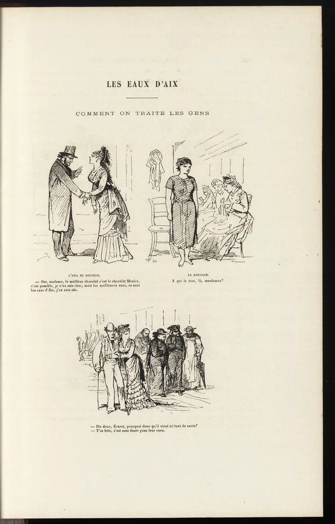 An illustration from La vie hors de chez soi (comédie de notre temps) l'hiver, le printemps, l'été, l'automne; études au crayon et à la plume, 1876, leaf 598