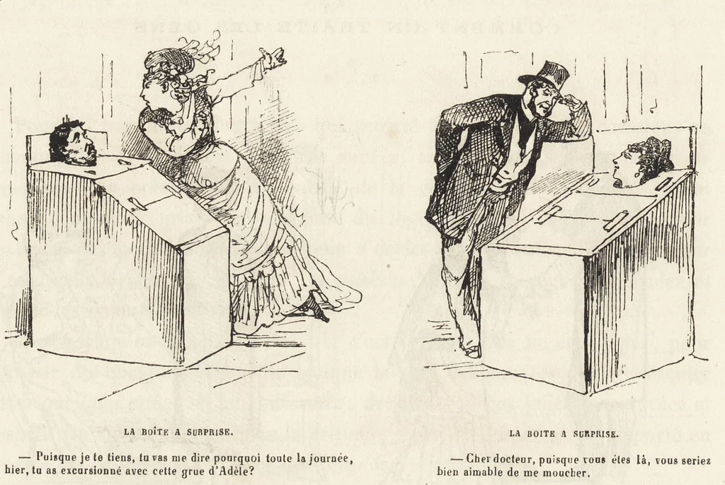 An illustration from La vie hors de chez soi (comédie de notre temps) l'hiver, le printemps, l'été, l'automne; études au crayon et à la plume, 1876, leaf 599