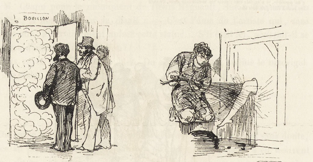 An illustration from La vie hors de chez soi (comédie de notre temps) l'hiver, le printemps, l'été, l'automne; études au crayon et à la plume, 1876, leaf 599
