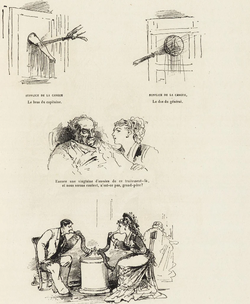 An illustration from La vie hors de chez soi (comédie de notre temps) l'hiver, le printemps, l'été, l'automne; études au crayon et à la plume, 1876, leaf 600