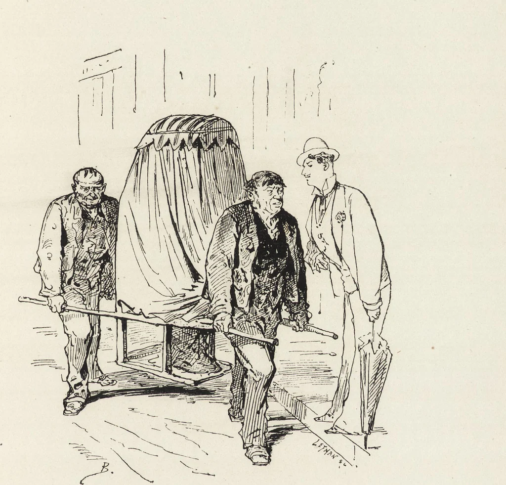 An illustration from La vie hors de chez soi (comédie de notre temps) l'hiver, le printemps, l'été, l'automne; études au crayon et à la plume, 1876, leaf 606