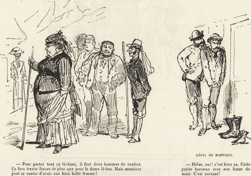 An illustration from La vie hors de chez soi (comédie de notre temps) l'hiver, le printemps, l'été, l'automne; études au crayon et à la plume, 1876, leaf 611