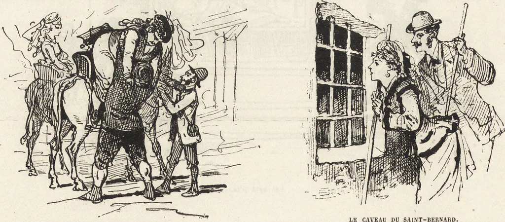 An illustration from La vie hors de chez soi (comédie de notre temps) l'hiver, le printemps, l'été, l'automne; études au crayon et à la plume, 1876, leaf 611