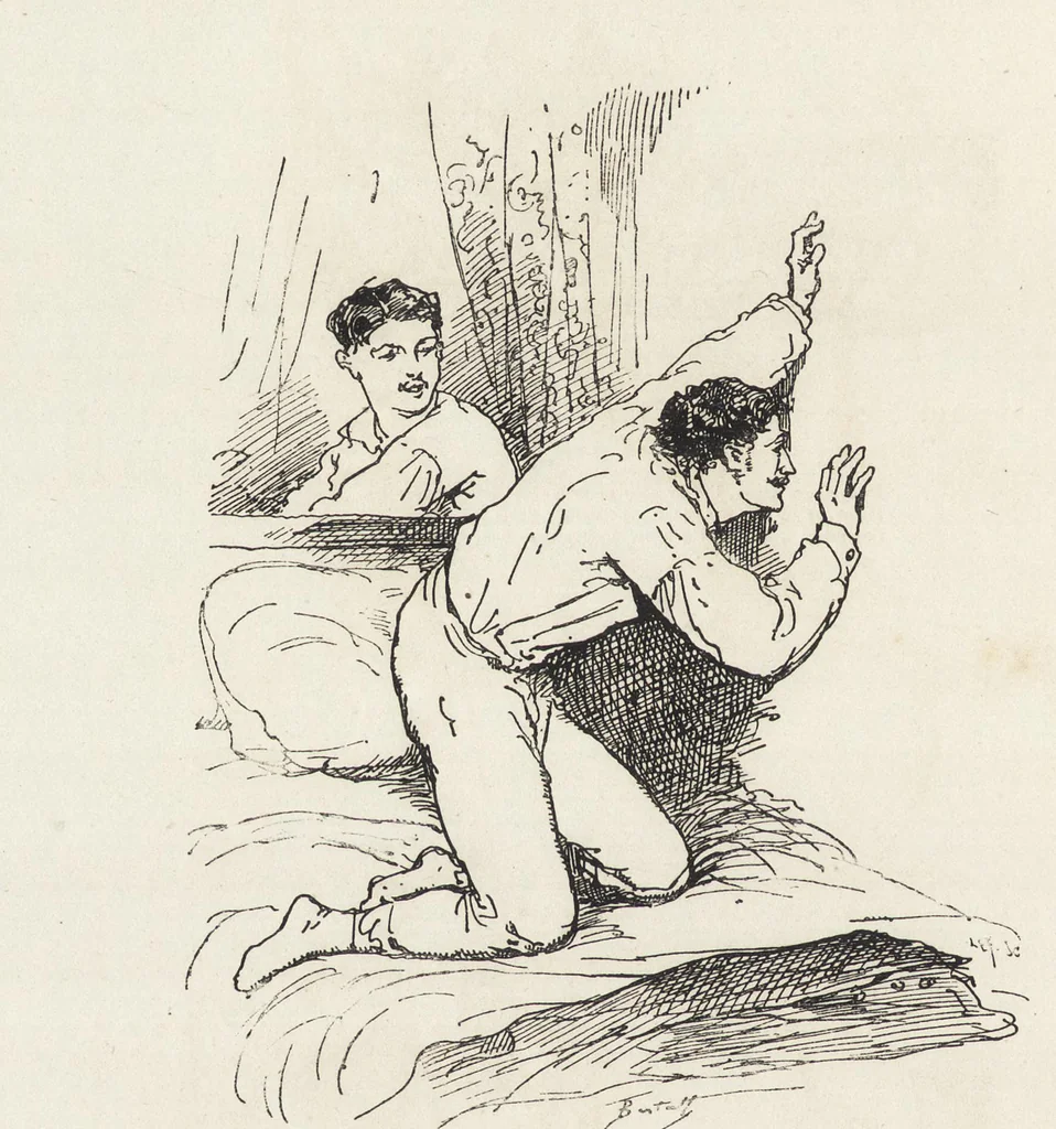An illustration from La vie hors de chez soi (comédie de notre temps) l'hiver, le printemps, l'été, l'automne; études au crayon et à la plume, 1876, leaf 613