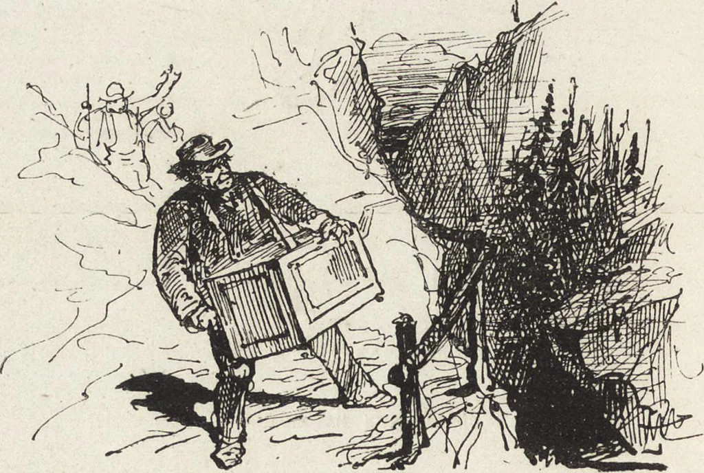An illustration from La vie hors de chez soi (comédie de notre temps) l'hiver, le printemps, l'été, l'automne; études au crayon et à la plume, 1876, leaf 615