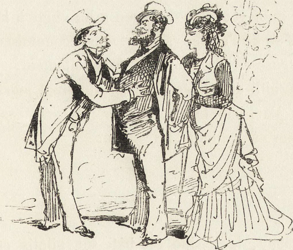 An illustration from La vie hors de chez soi (comédie de notre temps) l'hiver, le printemps, l'été, l'automne; études au crayon et à la plume, 1876, leaf 624