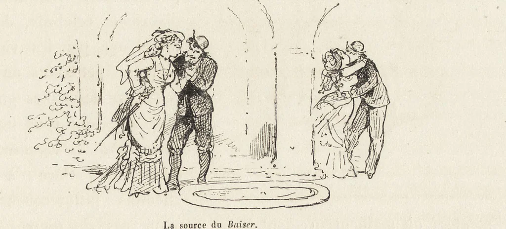 An illustration from La vie hors de chez soi (comédie de notre temps) l'hiver, le printemps, l'été, l'automne; études au crayon et à la plume, 1876, leaf 628