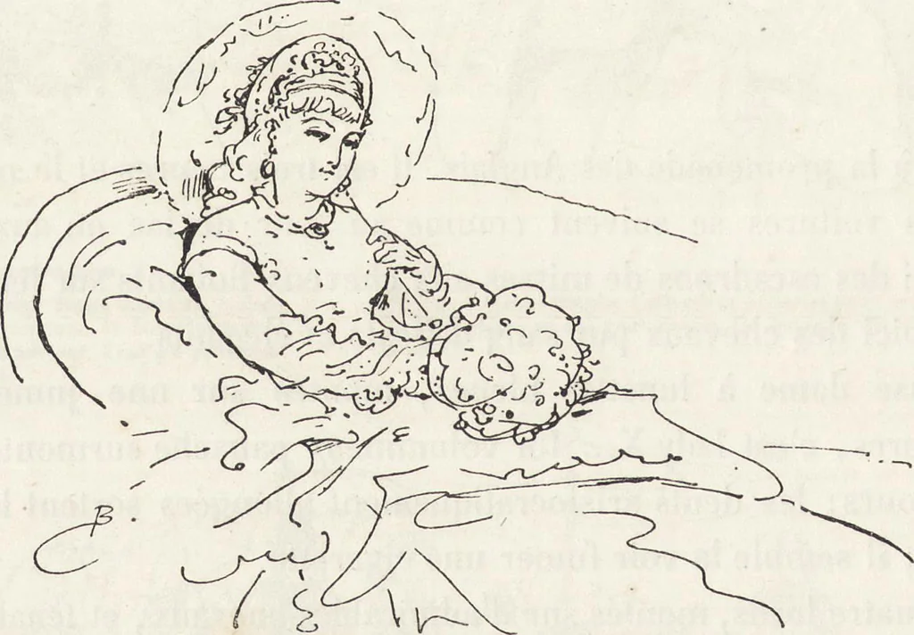 An illustration from La vie hors de chez soi (comédie de notre temps) l'hiver, le printemps, l'été, l'automne; études au crayon et à la plume, 1876, leaf 63
