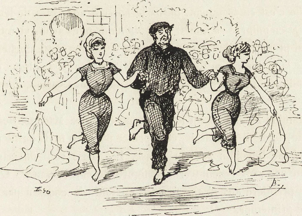An illustration from La vie hors de chez soi (comédie de notre temps) l'hiver, le printemps, l'été, l'automne; études au crayon et à la plume, 1876, leaf 636