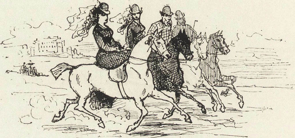 An illustration from La vie hors de chez soi (comédie de notre temps) l'hiver, le printemps, l'été, l'automne; études au crayon et à la plume, 1876, leaf 639