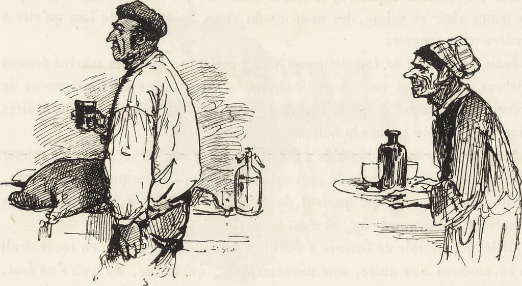 An illustration from La vie hors de chez soi (comédie de notre temps) l'hiver, le printemps, l'été, l'automne; études au crayon et à la plume, 1876, leaf 643
