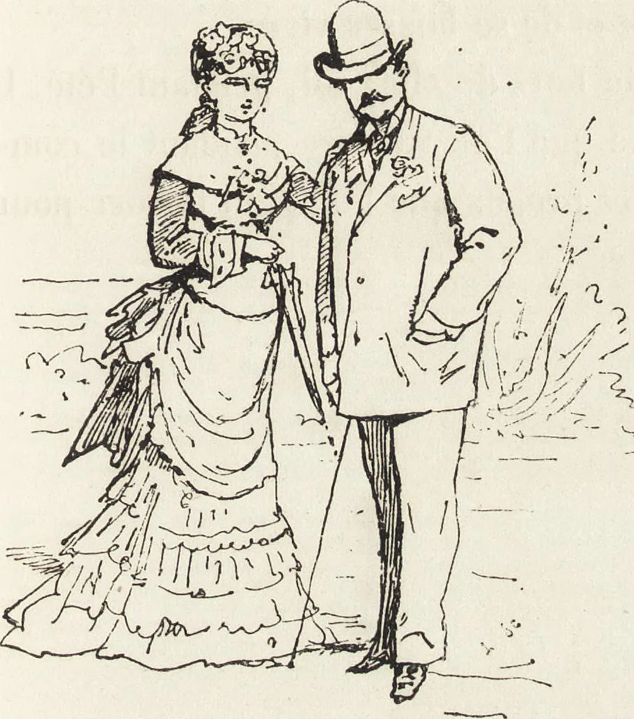 An illustration from La vie hors de chez soi (comédie de notre temps) l'hiver, le printemps, l'été, l'automne; études au crayon et à la plume, 1876, leaf 646