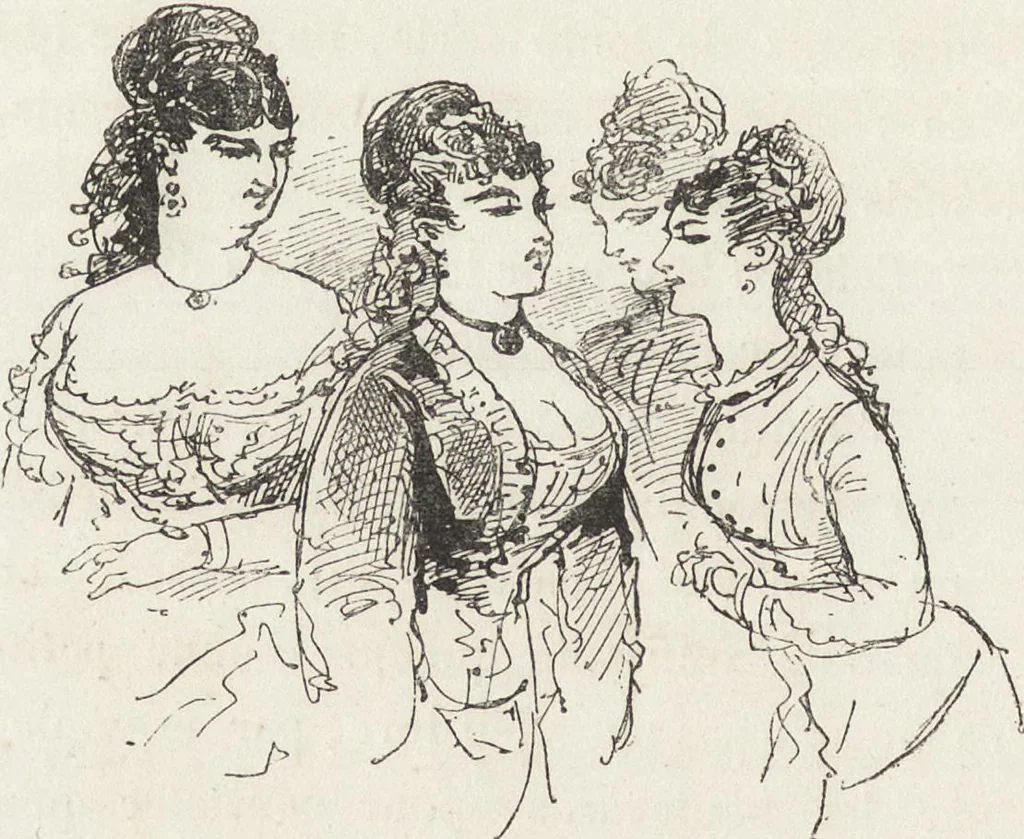 An illustration from La vie hors de chez soi (comédie de notre temps) l'hiver, le printemps, l'été, l'automne; études au crayon et à la plume, 1876, leaf 655