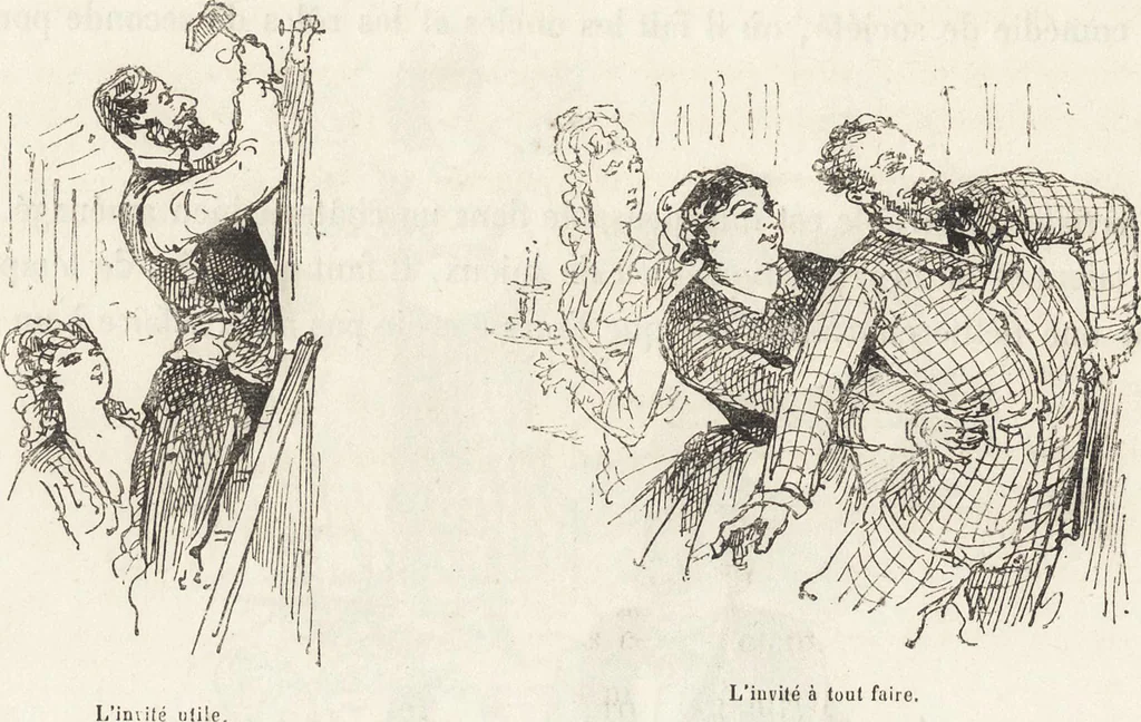 An illustration from La vie hors de chez soi (comédie de notre temps) l'hiver, le printemps, l'été, l'automne; études au crayon et à la plume, 1876, leaf 661