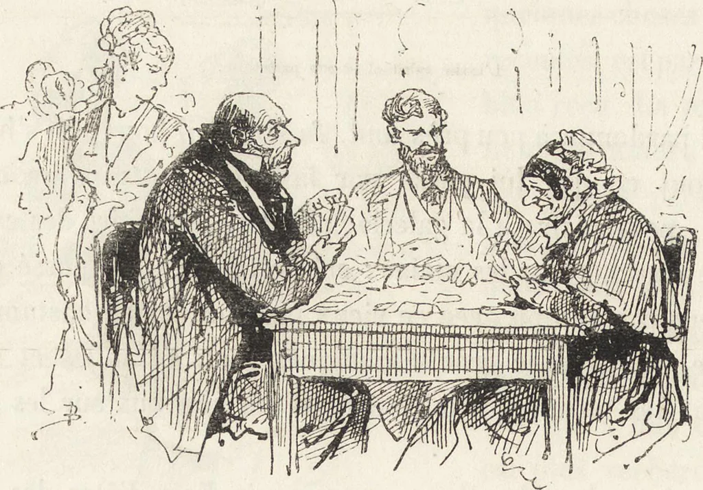 An illustration from La vie hors de chez soi (comédie de notre temps) l'hiver, le printemps, l'été, l'automne; études au crayon et à la plume, 1876, leaf 661