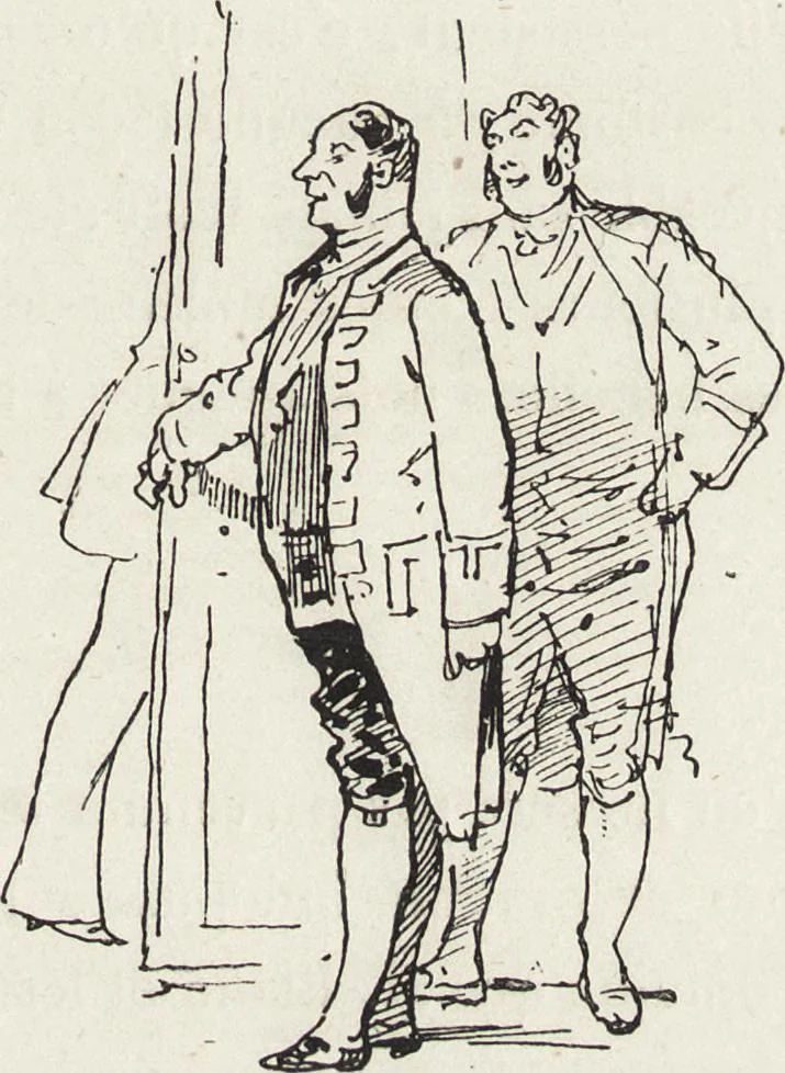 An illustration from La vie hors de chez soi (comédie de notre temps) l'hiver, le printemps, l'été, l'automne; études au crayon et à la plume, 1876, leaf 70