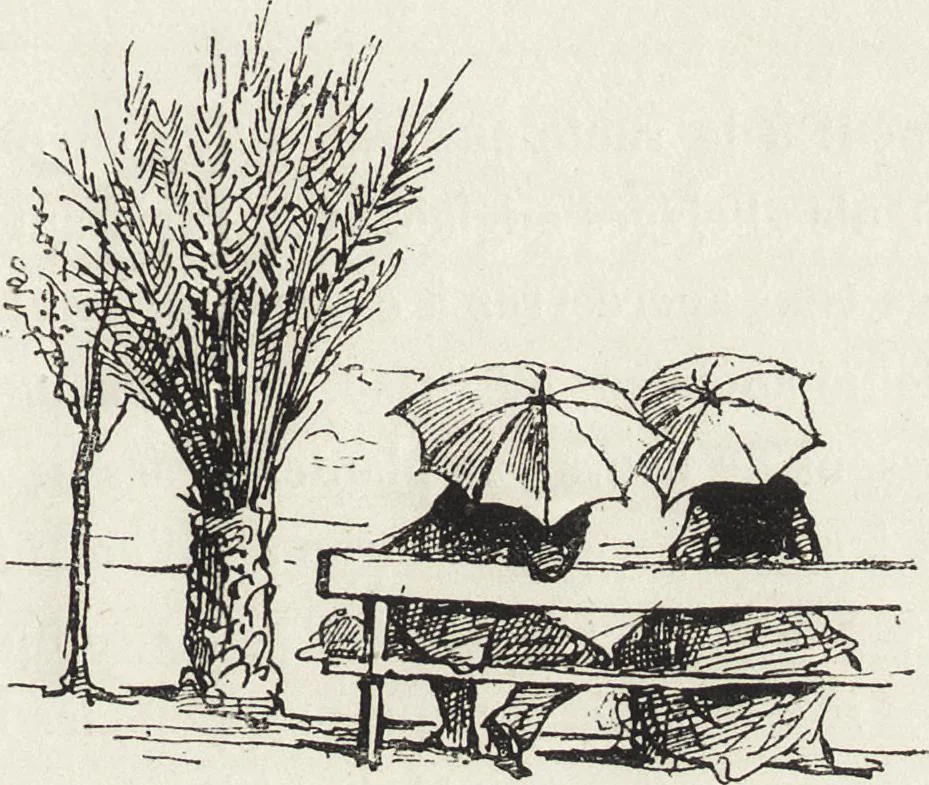 An illustration from La vie hors de chez soi (comédie de notre temps) l'hiver, le printemps, l'été, l'automne; études au crayon et à la plume, 1876, leaf 72