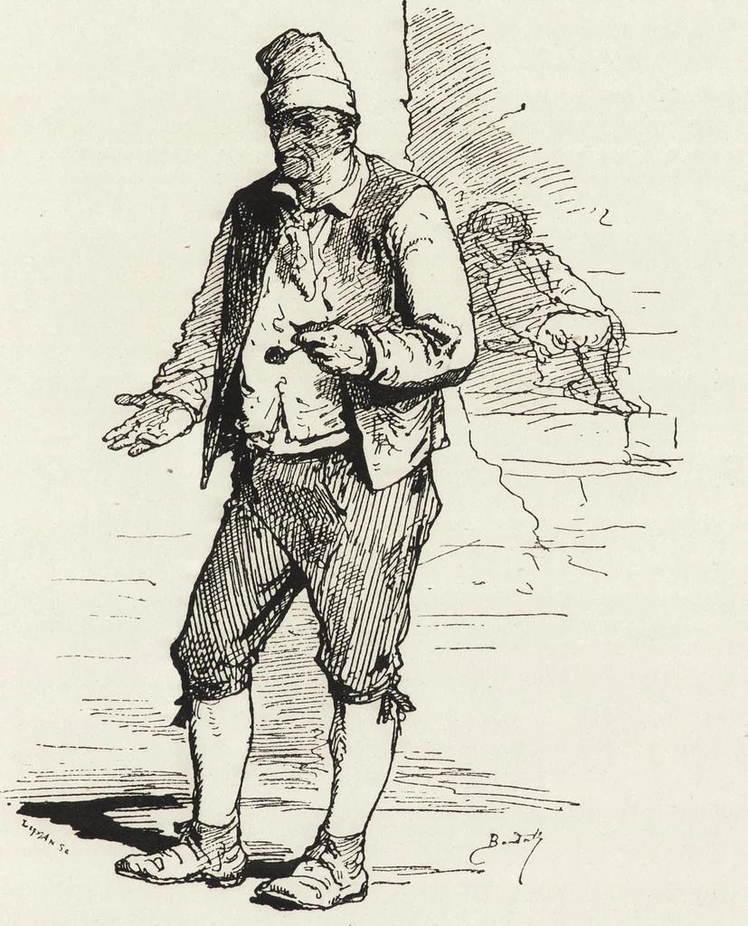 An illustration from La vie hors de chez soi (comédie de notre temps) l'hiver, le printemps, l'été, l'automne; études au crayon et à la plume, 1876, leaf 76