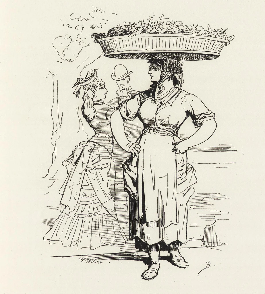 An illustration from La vie hors de chez soi (comédie de notre temps) l'hiver, le printemps, l'été, l'automne; études au crayon et à la plume, 1876, leaf 78