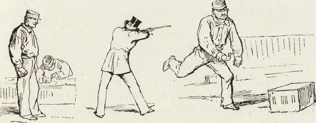 An illustration from La vie hors de chez soi (comédie de notre temps) l'hiver, le printemps, l'été, l'automne; études au crayon et à la plume, 1876, leaf 94