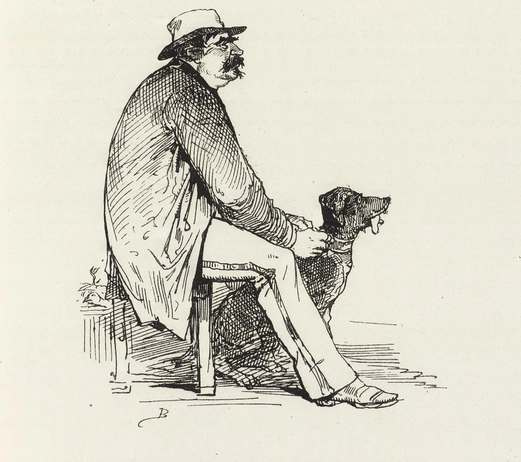 An illustration from La vie hors de chez soi (comédie de notre temps) l'hiver, le printemps, l'été, l'automne; études au crayon et à la plume, 1876, leaf 98