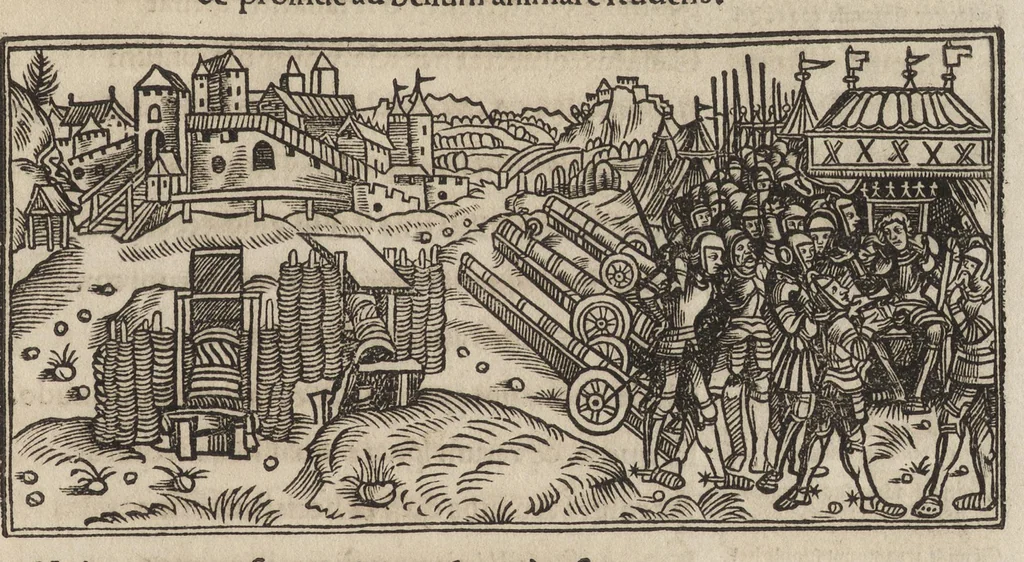 An illustration from Nanceidos : opus de bello Nanceiano, hac primum exaratvra elimatissime nvperrime in lvcem emissvm, 1518, leaf 184