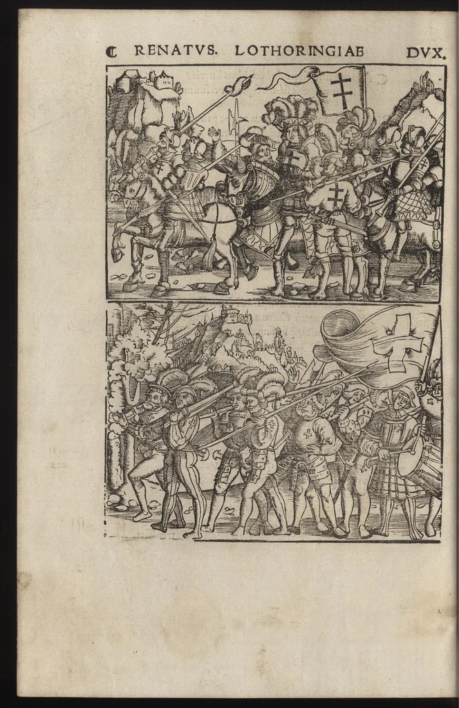An illustration from Nanceidos : opus de bello Nanceiano, hac primum exaratvra elimatissime nvperrime in lvcem emissvm, 1518, leaf 269