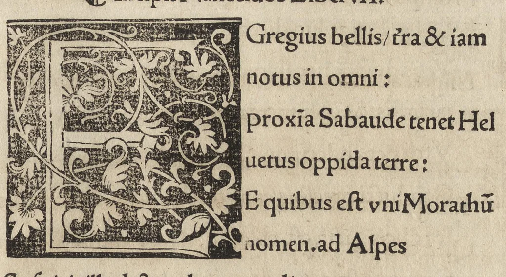An illustration from Nanceidos : opus de bello Nanceiano, hac primum exaratvra elimatissime nvperrime in lvcem emissvm, 1518, leaf 60