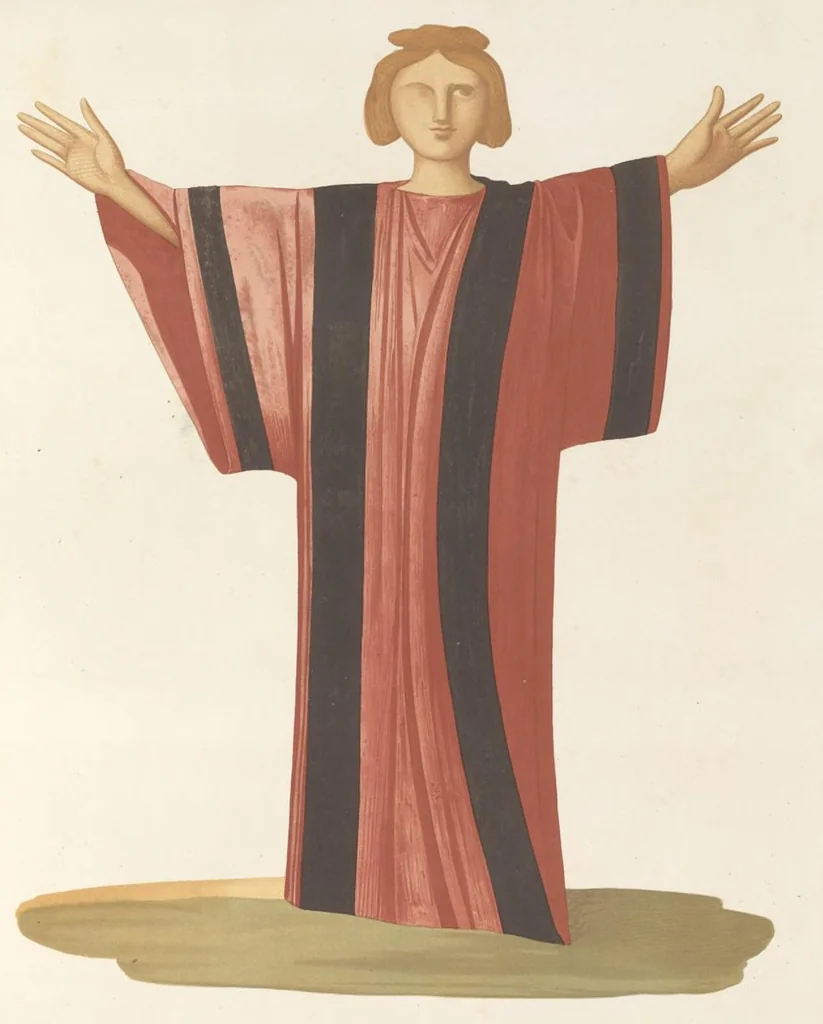 An illustration from Catacombes de Rome : architecture, peintures murales, lampes, vases, pierres précieuses gravées, instruments, objets divers, fragments de vases en verre doré, inscriptions, figures et symboles gravés sur pierre, 1851, leaf 24
