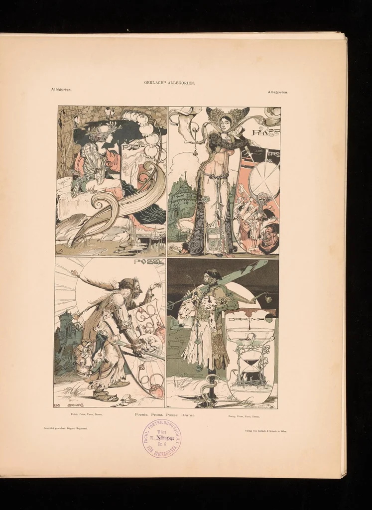 An illustration from Allegorien, neue Folge. Originalentwv̈rfe von namhaften modernen Kv̈nstlern, 1900, leaf 136