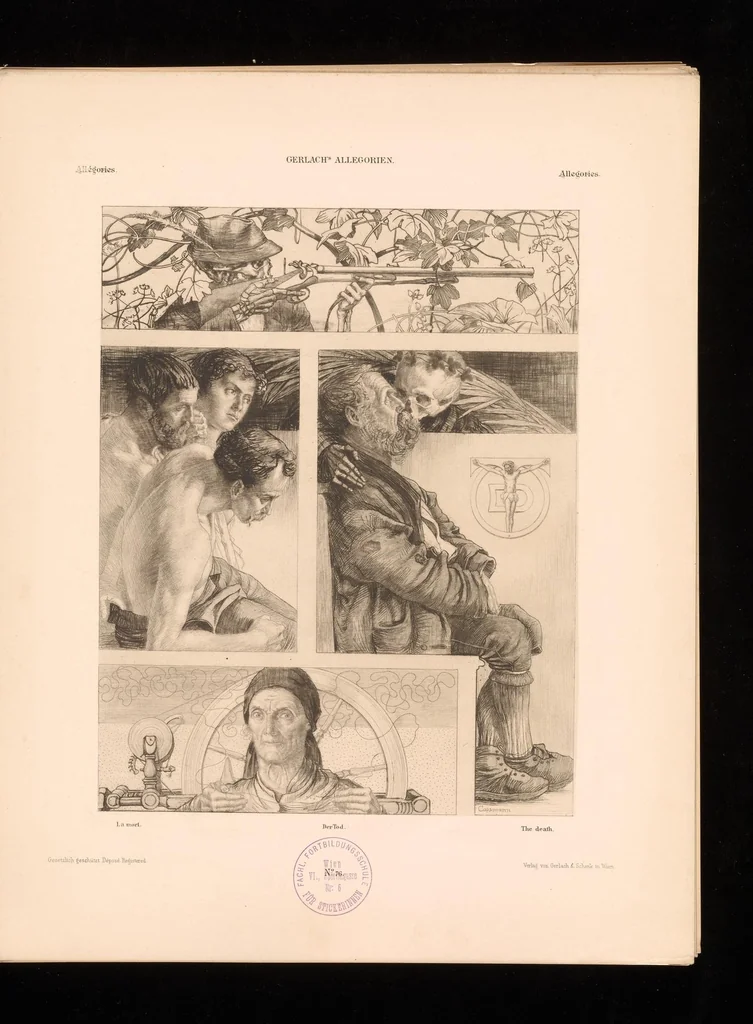 An illustration from Allegorien, neue Folge. Originalentwv̈rfe von namhaften modernen Kv̈nstlern, 1900, leaf 160