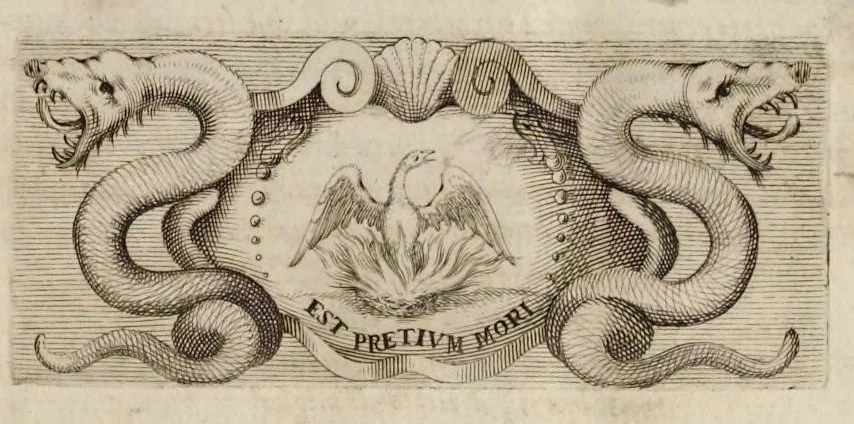 An illustration from L'idea di vn prencipe et eroe christiano in Francesco I. d'Este di Modona e Reggio dvca VIII., generalissimo dell'arme reali di Francia in Italia, &c. : effigiata co'profili delle virtv da prencipi svoi maggiori ereditate : rappresentata alla publica luce co'l funerale apparato sposto nelle solenni eseqvie dall'Altezza serenissima di Alfonso IV. svo primogenito alla gloriosa ed'immortale sva memoria l'anno M.DC.LIX. alli ii. di aprile in Modona celebrate, 1659, leaf 36