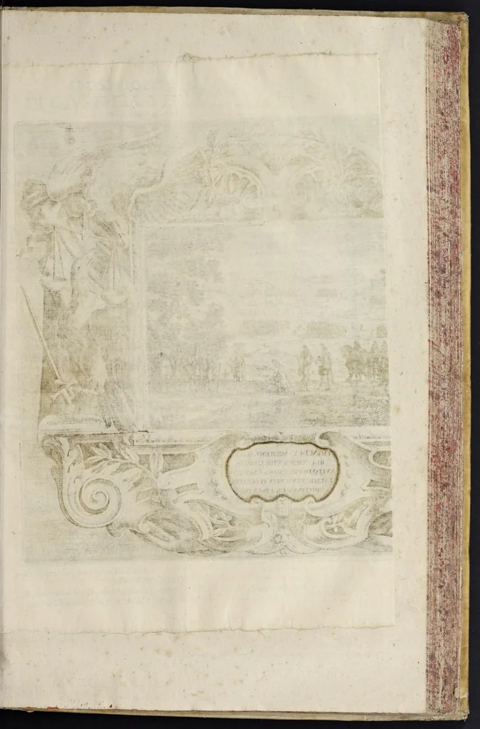An illustration from L'idea di vn prencipe et eroe christiano in Francesco I. d'Este di Modona e Reggio dvca VIII., generalissimo dell'arme reali di Francia in Italia, &c. : effigiata co'profili delle virtv da prencipi svoi maggiori ereditate : rappresentata alla publica luce co'l funerale apparato sposto nelle solenni eseqvie dall'Altezza serenissima di Alfonso IV. svo primogenito alla gloriosa ed'immortale sva memoria l'anno M.DC.LIX. alli ii. di aprile in Modona celebrate, 1659, leaf 514
