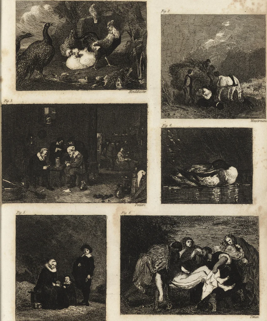 An illustration from A practical treatise on painting : in three parts ; consisting of hints on composition, chiaroscuro, and colouring ; the whole illustrated by examples from the Italian, Venetian, Flemish, and Dutch schools, 1827, leaf 150