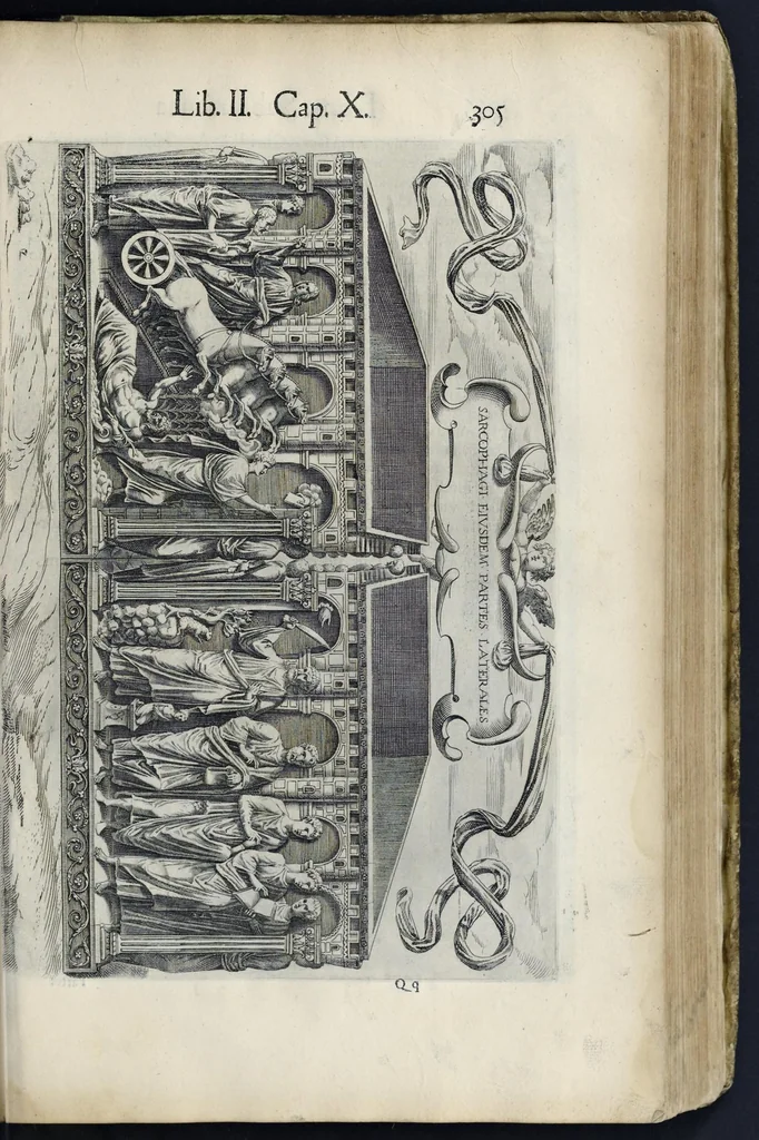 An illustration from Roma svbterranea novissima : in qva post Antonivm Bosivm antesignanvm, Io. Severanvm congreg. oratorii presbytervm, et celebres alios scriptores : antiqva Christianorvm et praecipue martyrun cœmeteria, titvli, monimenta, epitaphia, inscriptiones ac nobiliora sanctorvm sepvlchra, sex libris distincta illustrantvr et qvamplvrimae res ecclesiasticae iconibvs graphice describuntur, ac multiplici tum sacra, tum profana eruditione declarantur : cum duplici indice, capitum & rerum locupletissimo : opera et stvdio, 1651, leaf 332
