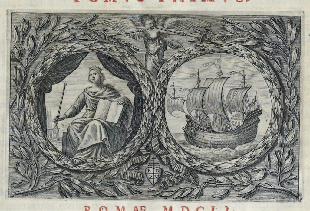 An illustration from Roma svbterranea novissima : in qva post Antonivm Bosivm antesignanvm, Io. Severanvm congreg. oratorii presbytervm, et celebres alios scriptores : antiqva Christianorvm et praecipue martyrun cœmeteria, titvli, monimenta, epitaphia, inscriptiones ac nobiliora sanctorvm sepvlchra, sex libris distincta illustrantvr et qvamplvrimae res ecclesiasticae iconibvs graphice describuntur, ac multiplici tum sacra, tum profana eruditione declarantur : cum duplici indice, capitum & rerum locupletissimo : opera et stvdio, 1651, leaf 8