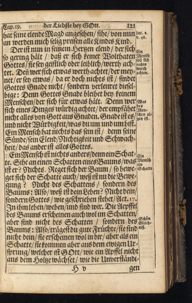 An illustration from Herrn Johann Arndts weyland General-Superintend. des löblichen Fürstenthums Lüneburg, Fünff Bücher vom wahren Christenthum : derer kurzer Inhalt vor jedem Buche zu finden, schon bey Lebzeiten sel. H. Johann Arndts, aus dessen wahren Original von denen Sternen in Lüneburg gedruckt, mit schönen zur Sache dienlichen Kupffern und deren Erklärung gezieret, wie auch mit hochnützlichen Registern vermehret, 1685, leaf 148