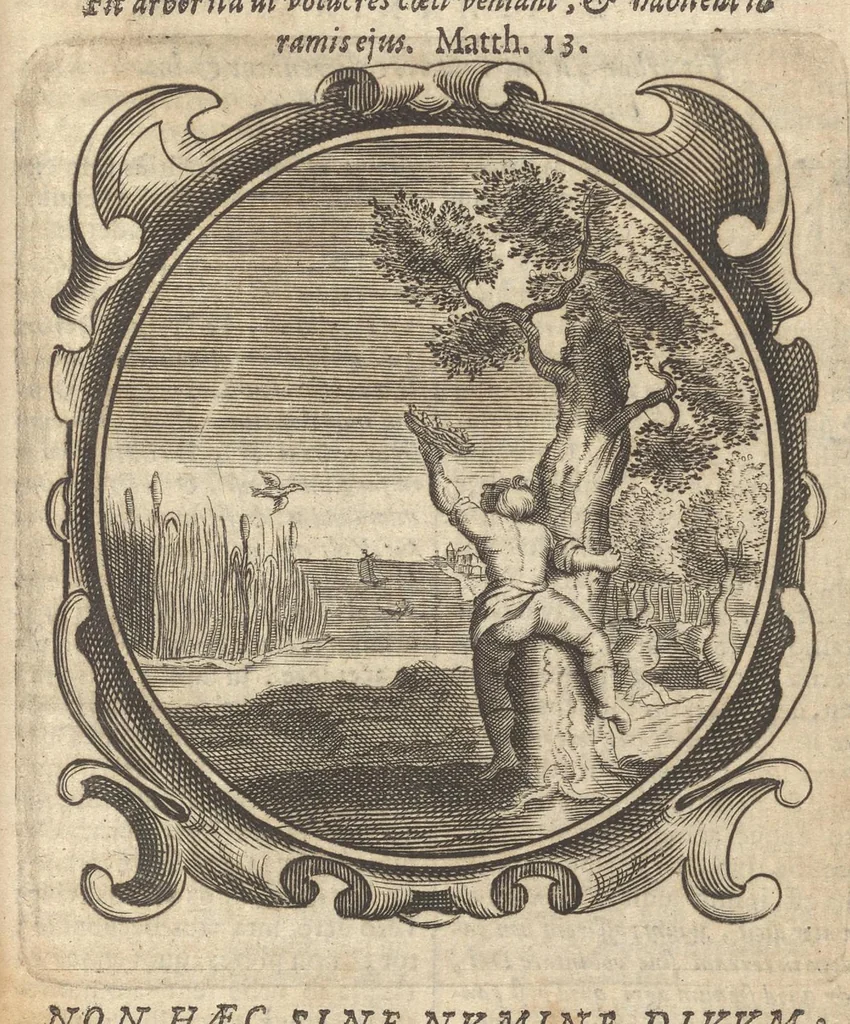 An illustration from Lux evangelica sub velum sacrorum emblematum recondita in anni dominicas selecta historia & morali doctrina variè adumbrata, 1655, leaf 218