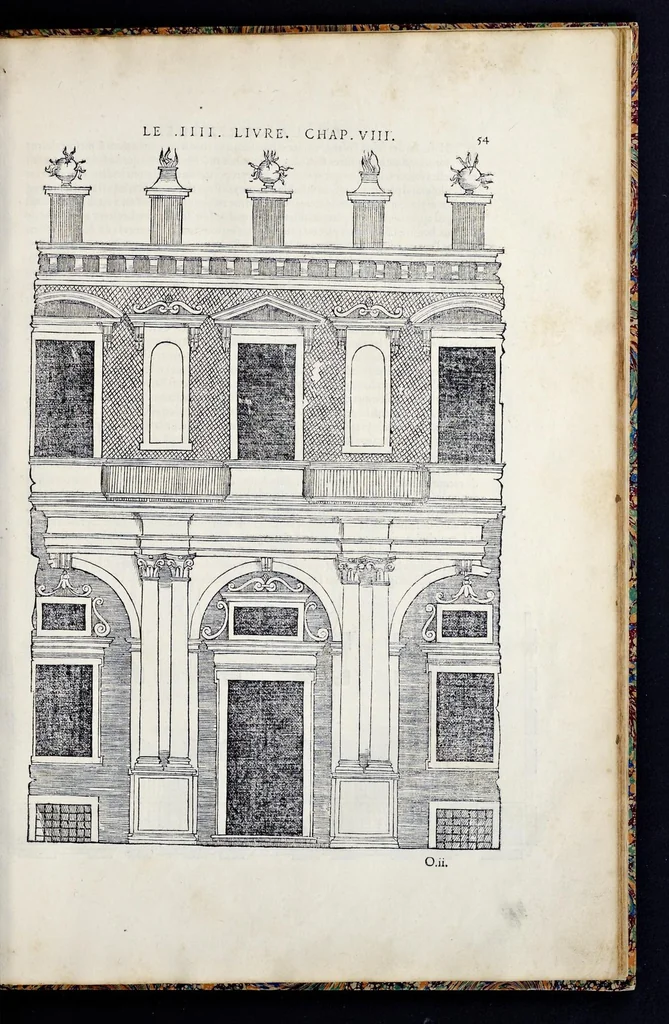 An illustration from Reigles generales de l'architecture, sur les cincq manieres d'edifices : ascauoir, thuscane, doricq̄, ioniq̄, corinthe, & cōposite, auec les exemples danticquitez, selon la doctrine de Vitruue, 1542, leaf 110