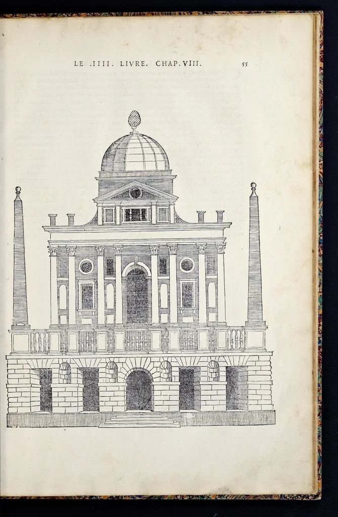 An illustration from Reigles generales de l'architecture, sur les cincq manieres d'edifices : ascauoir, thuscane, doricq̄, ioniq̄, corinthe, & cōposite, auec les exemples danticquitez, selon la doctrine de Vitruue, 1542, leaf 112