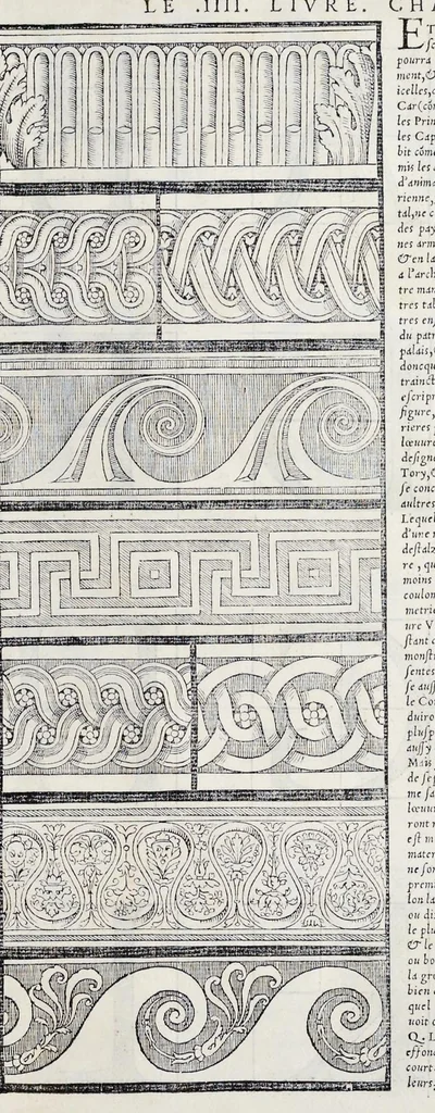 An illustration from Reigles generales de l'architecture, sur les cincq manieres d'edifices : ascauoir, thuscane, doricq̄, ioniq̄, corinthe, & cōposite, auec les exemples danticquitez, selon la doctrine de Vitruue, 1542, leaf 144
